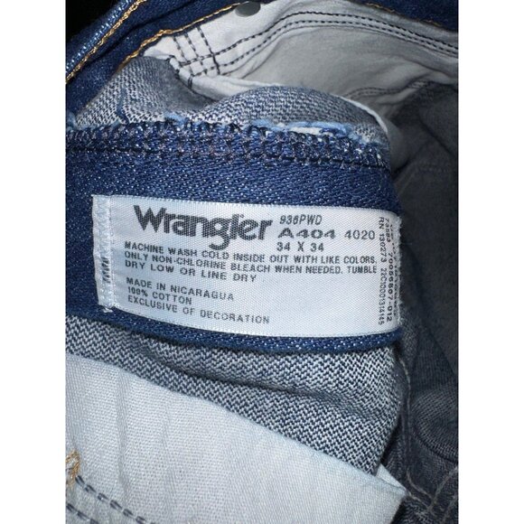 A7 Wrangler Classic Jeans Mens Size 34 x 34 Rodeo Cowboy Riding Leather Patch - Picture 6 of 7